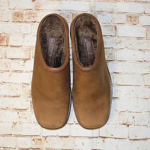 COLE HAAN Womens BROWN SUEDE SLIP ON CLOGS Size 7 - Picture 2 of 4